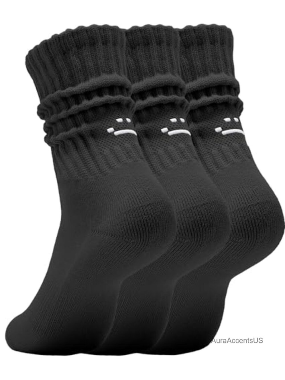 Women's Scrunch Slouch Crew Socks 3Pack Retro Kawaii Chunky Ribbed Cotton Calf
